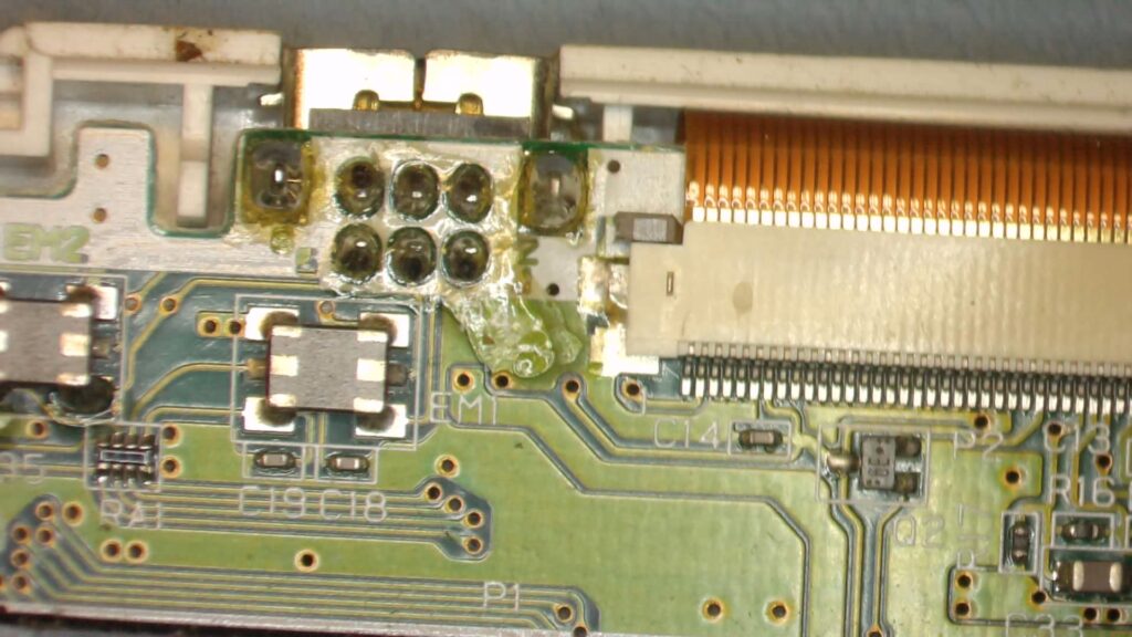 Gameboy circuit board showing signs of repair