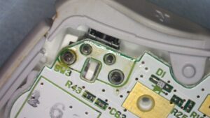 Gameboy Advance circuit board with new solder on button connections
